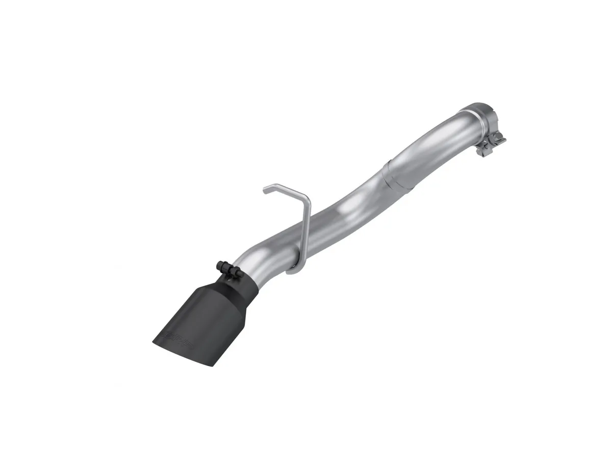 Armor Plus Axle Back Exhaust System; 2.5 in.; High Clearance; Turn Down Exit w/Black Tip; 4 in. Outlet Diameter Tip; T409 Stainless Steel; product image