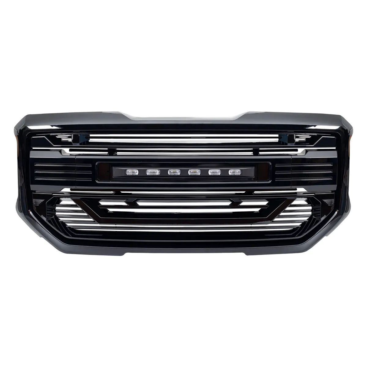 Armor Grille W/ Off-Road Lights & Outer Frame Surround - Glossy Black For 2016-2018 GMC Sierra 1500 product image