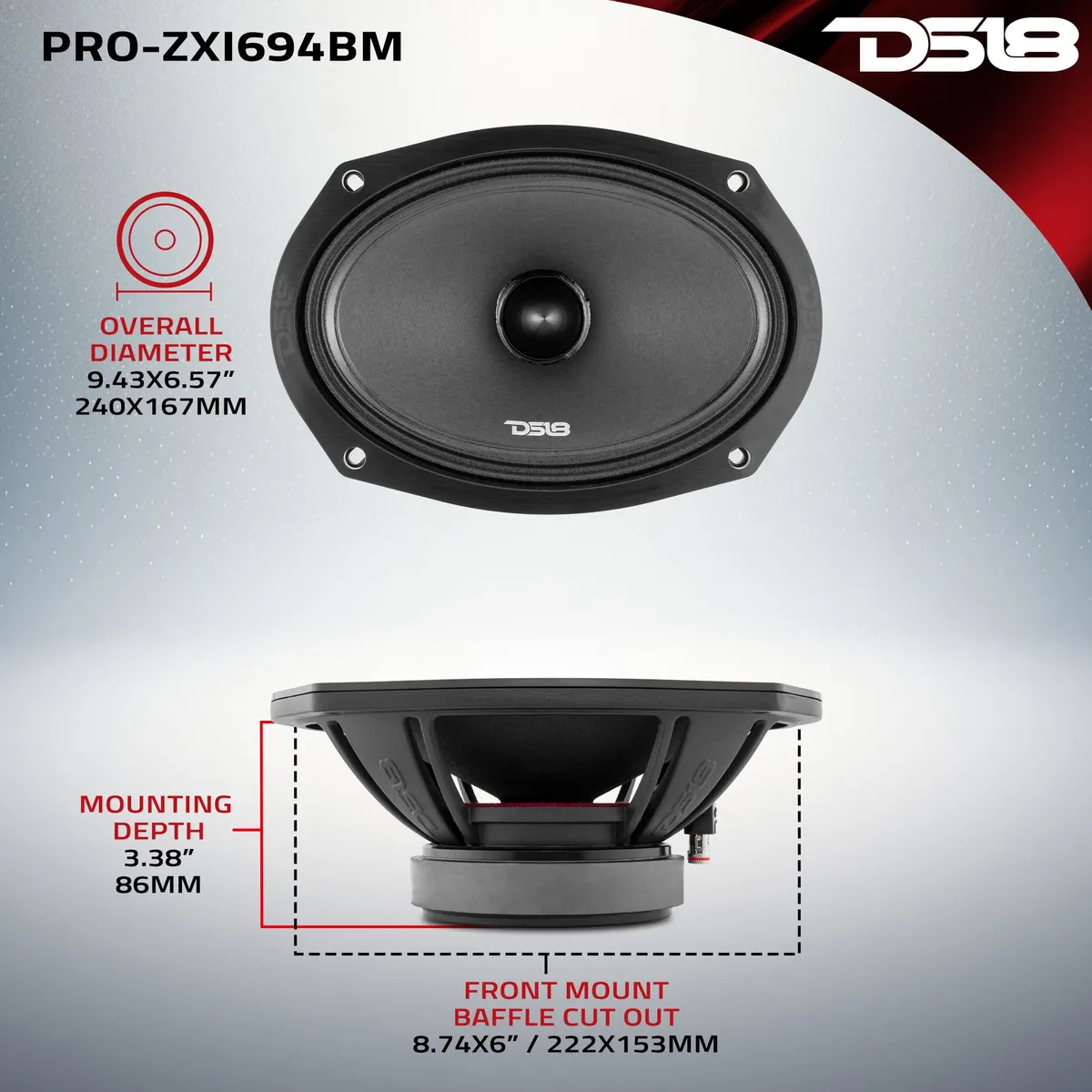 PRO-ZXI 6x9" Mid-Range Bullet Loudspeaker Neodymium/Ferrite Magnets | 300W RMS 4-Ohm product image