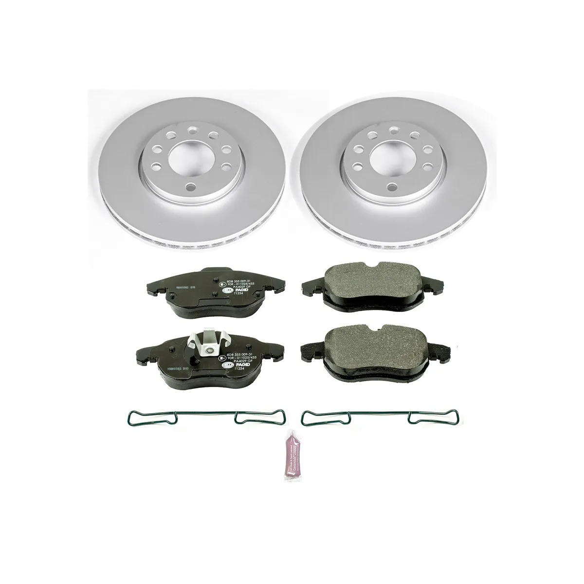 Euro-Stop Kit: Genuine Geomet Fully Coated Rotors; Ece-R90 Certified Pads W/Hardware product image