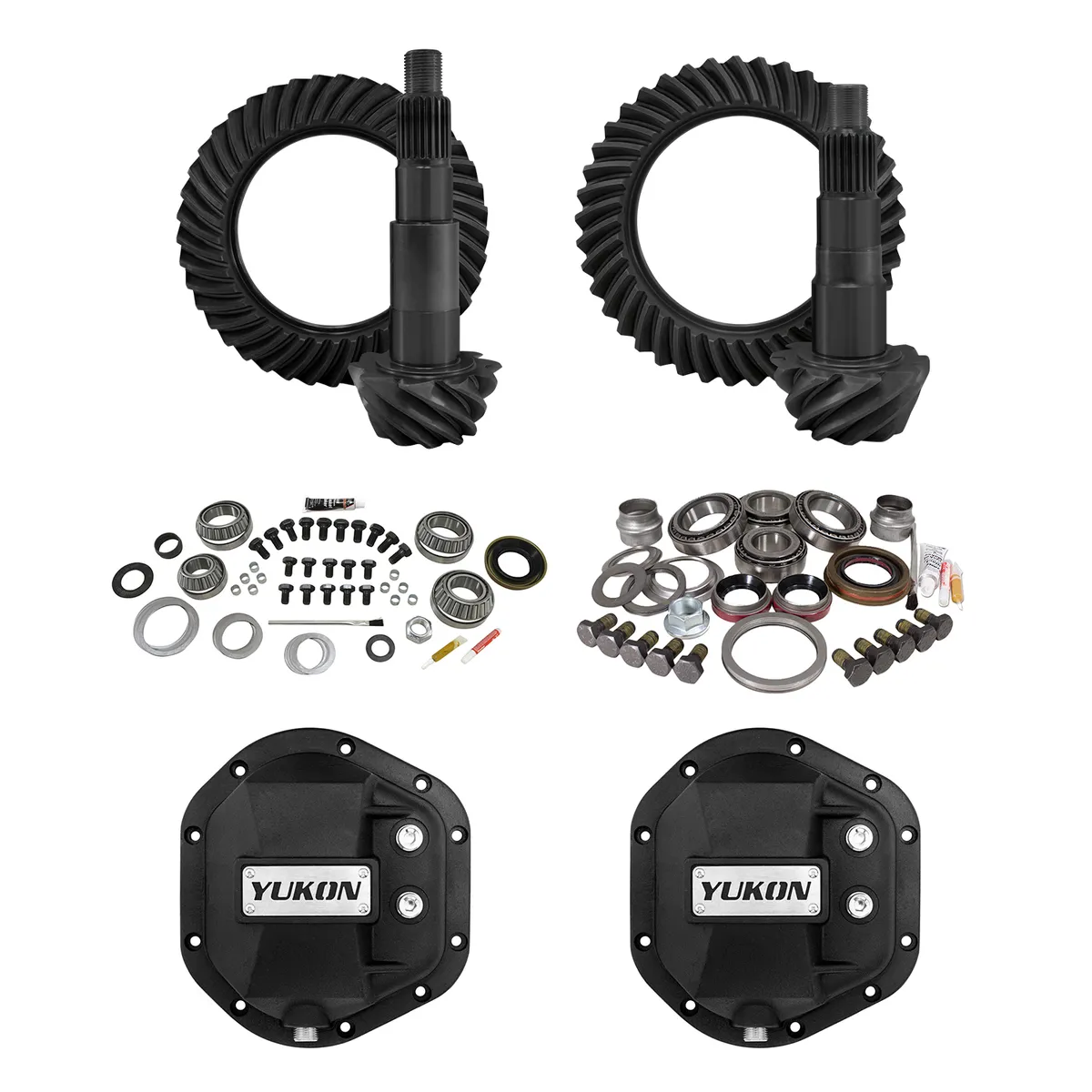 Stage 2 Jeep JK Re-Gear Kit W/Covers For Dana 44 4.56 Ratio 24 Spline JK Rubicon D44 Stage 2 Gear Kit Package 4.56 Ratio W/ F&R Covers Yukon Gear product image