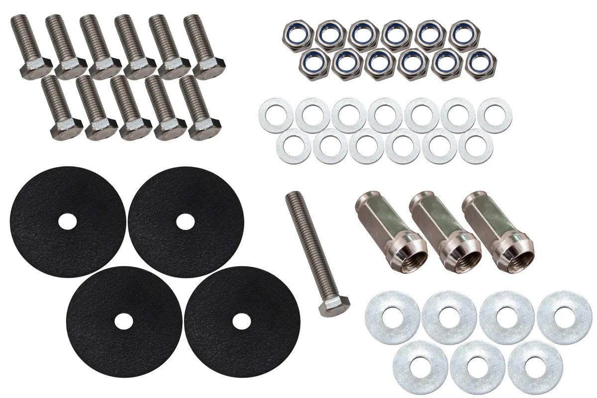 Black Powder Coated, 1/8in. steel construction, Stainless Steel hardware, Includes 3 M14 Chrome Lug nuts product image