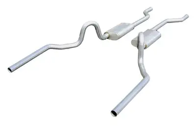 Pypes Performance exhaust Crossmember Back Without X-Pipe Exhaust System 64-72 A-Body Split Rear Dual Exit 2.5 in Intermediate Tail Pipe Turbo Pro Mufflers Hardware Incl Tip Not Incl Natural 409 Stainless Steel Pypes Exhaust