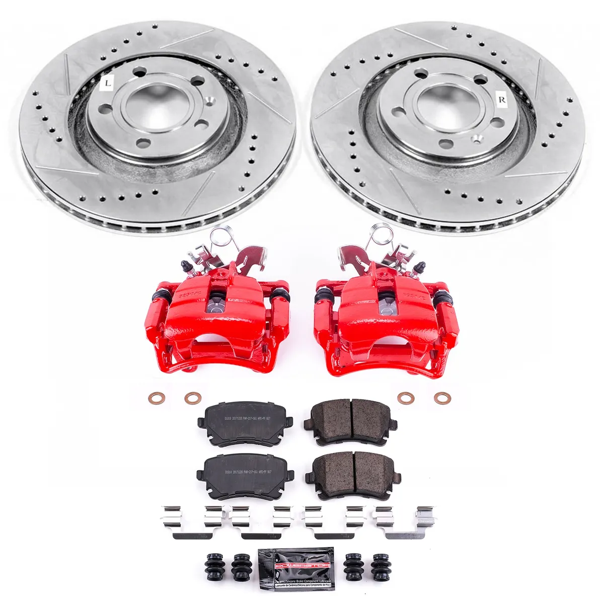 Z23 Evolution Sport Upgrade Kit: Drilled/Slotted Rotors; Carbon-Fiber Ceramic Pads; Powder Coated Calipers product image