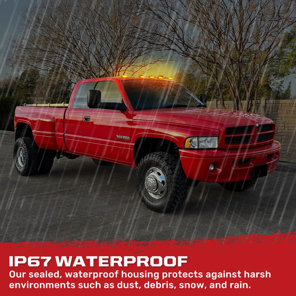 9902 RAM Cab Roof Lights Smoke Lens Black Base Amber LED Bulbs W/Out Wiring (5pc) product image