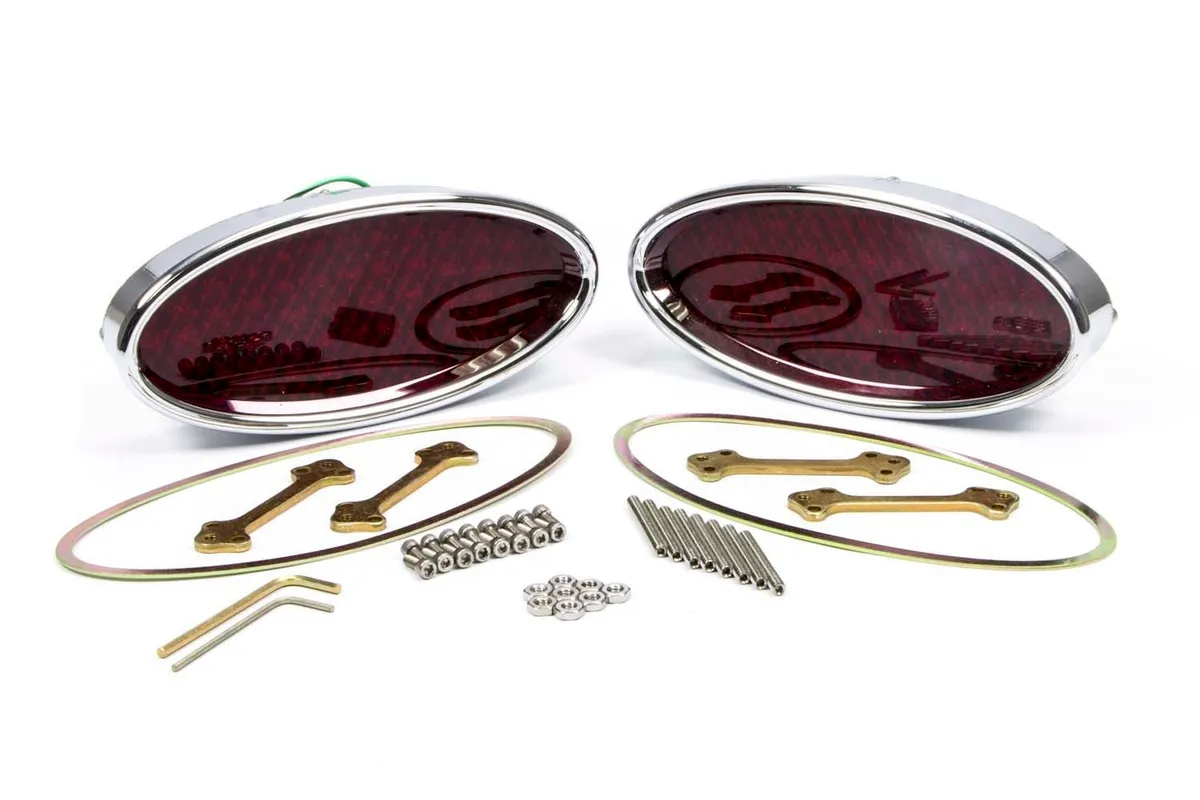 Lokar LED Taillights; X-Large; Oval; Outer Bezel Measures 3 in. x 6.5 in.; Billet Aluminum; Chrome; Pair;