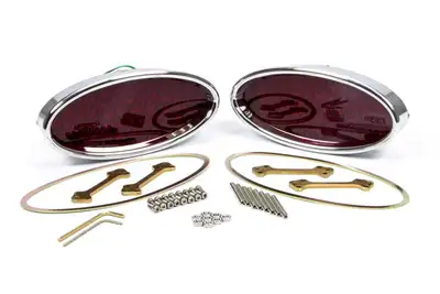 Lokar LED Taillights; X-Large; Oval; Outer Bezel Measures 3 in. x 6.5 in.; Billet Aluminum; Chrome; Pair;