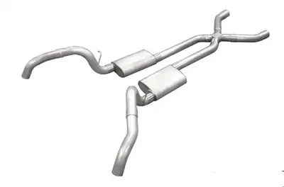 Pypes Performance exhaust Crossmember Back w X-Pipe Exhaust System 67-69 Split Rear Dual Exit 2.5 in Intermediate Pipe And Tailpipe Turbo Pro Mufflers Hardware Incl Tip Not Incl Pypes Exhaust