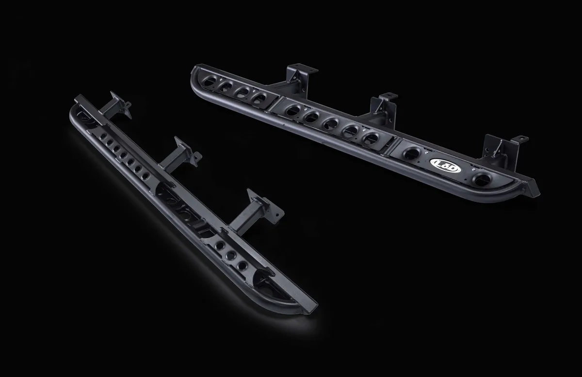 JK Signature Series Frame Mounted 4 Door Rocksliders (Black Powder Coated) product image