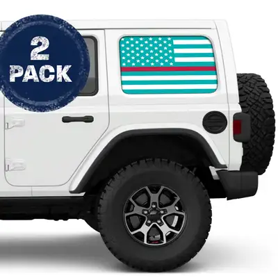 Under The Sun Inserts White & Light Blue Thin Red Line Side Windows Printed Vinyl Decal