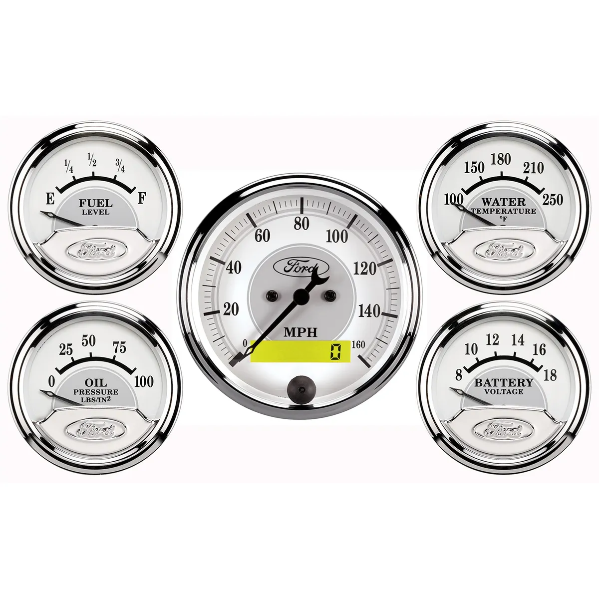 5 Pc. Gauge Kit, 3-1/8 In. & 2-1/16 In. , Elec. Speedometer, Ford Masterpiece product image