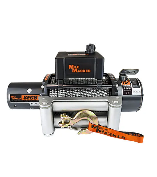 8000 LB Winch 100 Foot Steel Cable Waterproof 4.8 HP Series Wound Motor 12V SEC8 ES Mile Marker product image