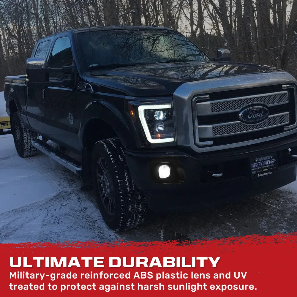Ford Superduty 11-16 F250f350f450f550 Projector Headlights w Ultra High Power Smooth White Oled DRL And High Power a product image