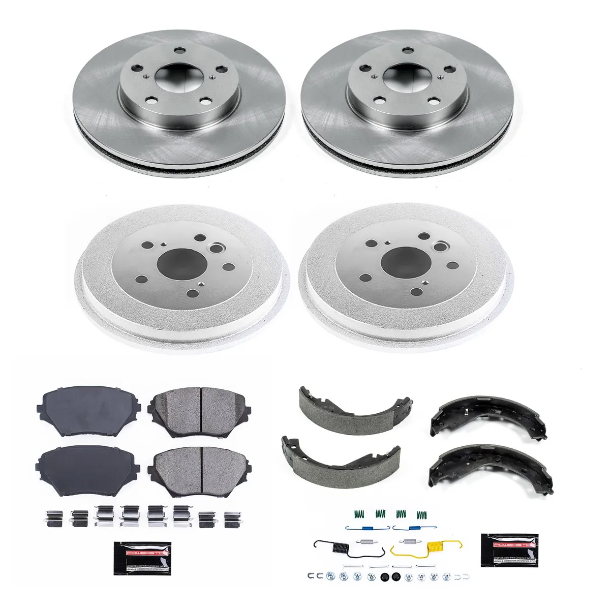 Z17 Direct Replacement Kit: Rotors; Ceramic Pads W/Hardware; Coated Drums; Shoes W/Hold Down Kit product image