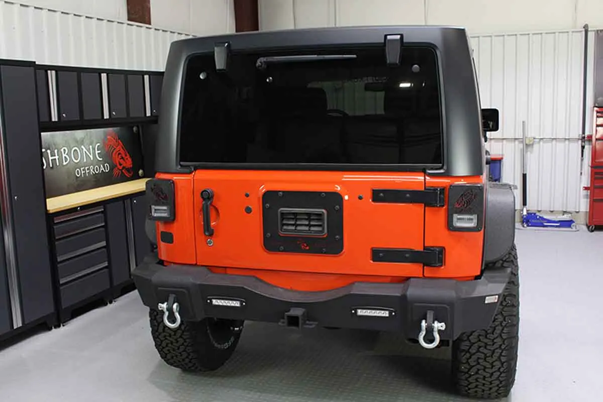 Jeep JK Tail Light Covers 07-18 Wrangler JK Black Textured Powdercoat Fishbone Offroad product image