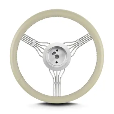 Lokar Lecarra Banjo Steering Wheel; Fits w/Flaming River Hub; Bone;
