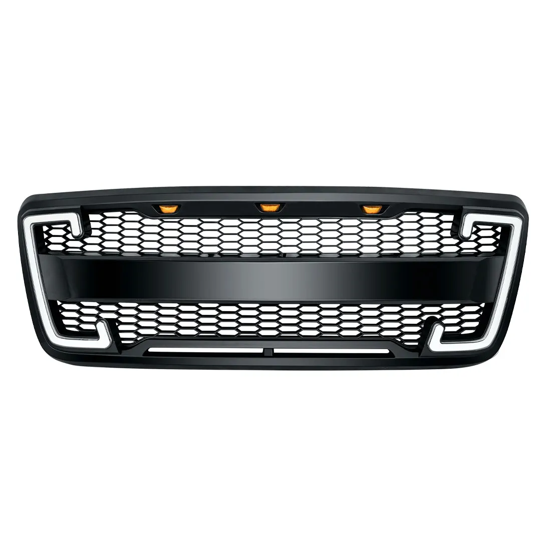 Raptor Style Mesh Grille W/ DRL & Turn Signal Lights - Matte Black For 2004-2008 Ford F150 product image