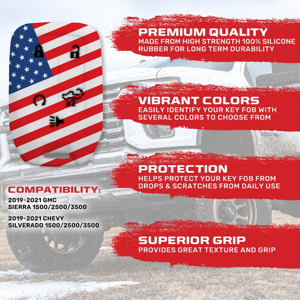 GMC & Chevy 19-21 Sierra & Silverado 1-Piece 100% Silicone Rubber Key Fob Cover - Multiple Colors product image