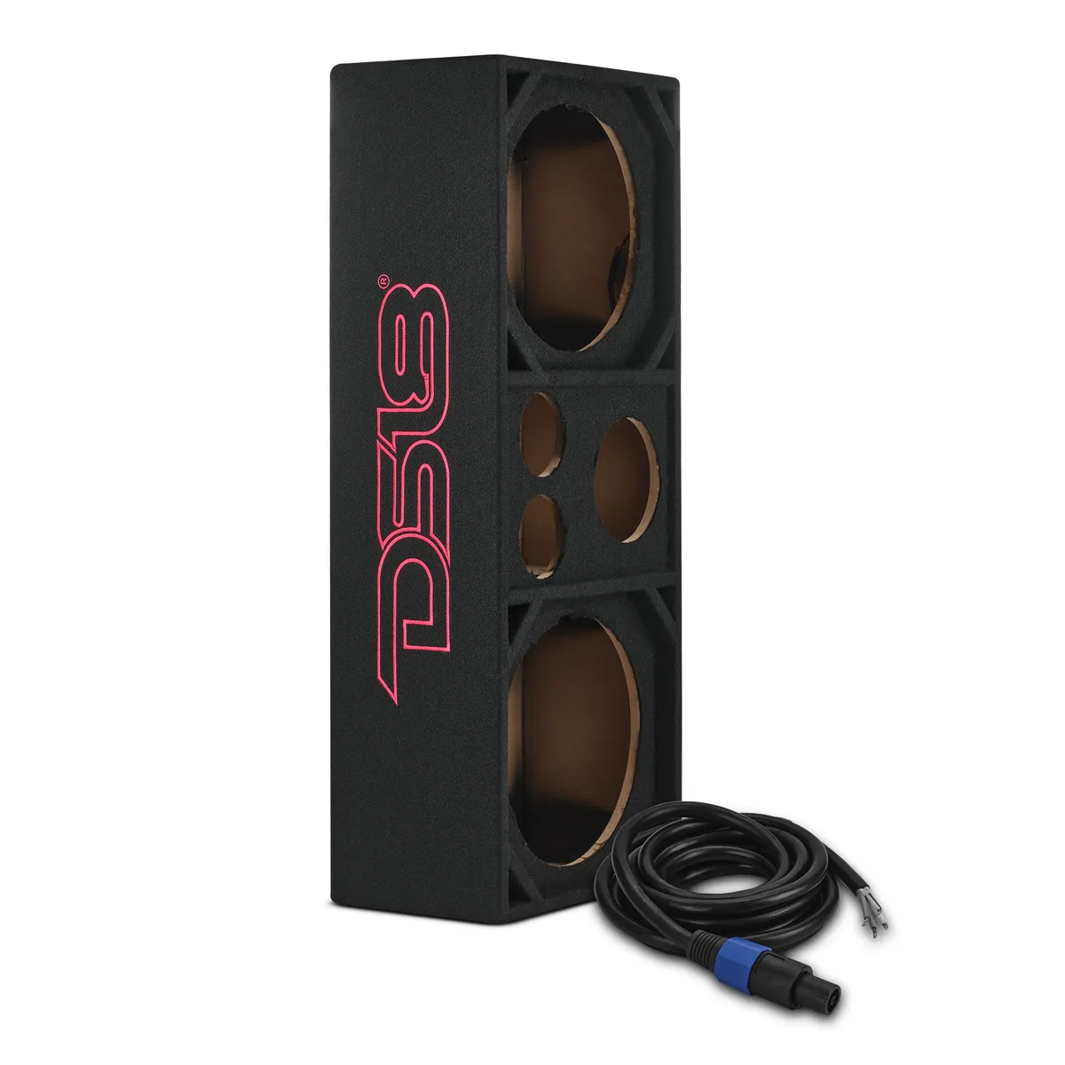 DS18 2 x 12” Mids, 2 x 3.6” Tweeters & 1 x 5.7” Horn Difuser | Ported | Speakon Cable & Terminal Included | 1/2” MDF | Black Carpet
