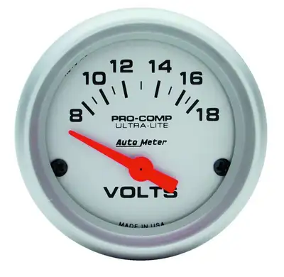 AutoMeter Gauge, Voltmeter, 2 1/16", 18V, Elec, Ultra-Lite