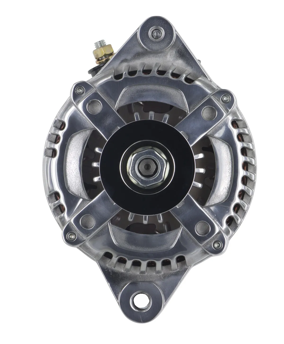 Alternator; GM; 175 Amp; 3 Wire Hair Pin Style; 6.61 In. Straight Mount; 10DN; 10si; 12si; CS130-175Top/145 Idle; Polished; product image