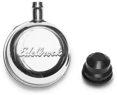 Edelbrock Edelbrock 4410 Signature Series Chrome Round push-in Breather with 90Ã‚° vent Nipple
