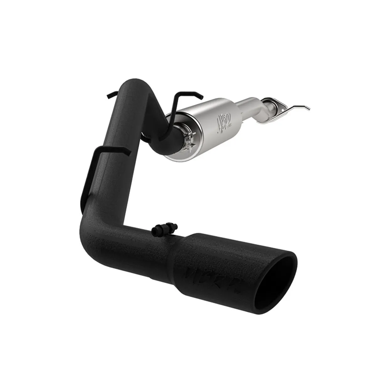 Armor BLK Cat Back Exhaust System; 3 in.; Incl. Front Pipe/Muffler/Tailpipe/Hardware/4 in. OD Tip; Single Side Exit; Black Coated; product image