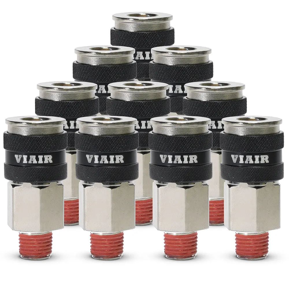 "3/8"" NPT - (M) Automatic Coupler - Steel / Nickel Plated w/ black sleeve & No Logo-10pc" product image