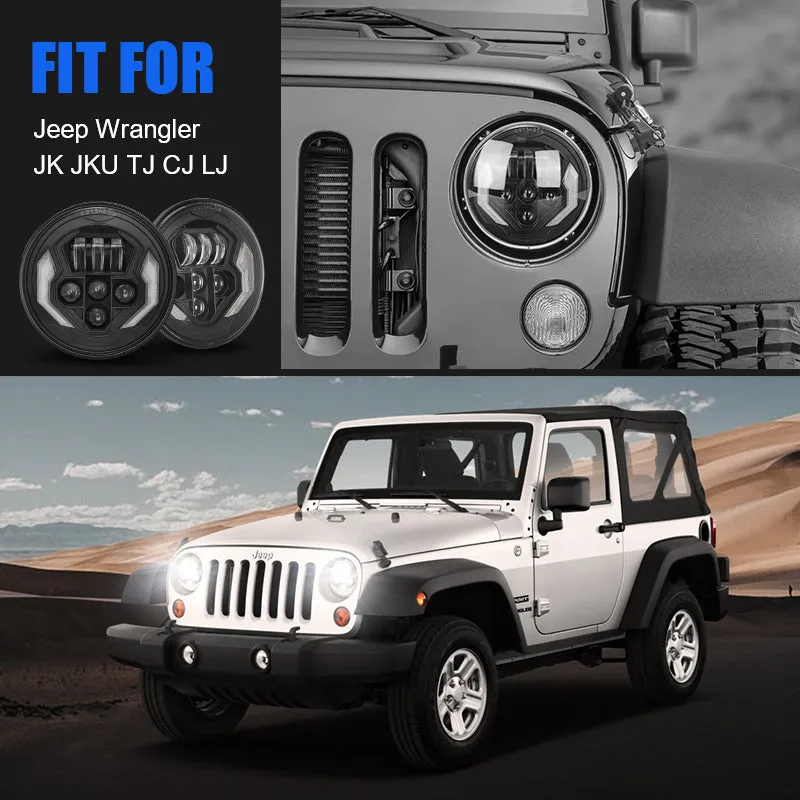 7'' LED Headlights with DRL & Turn Signals for 1997-Later Jeep Wrangler | Lightning Style product image