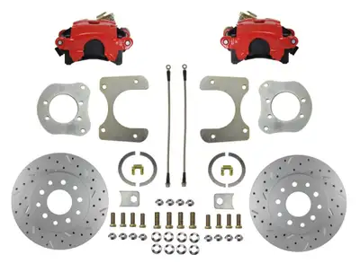 Leed Brakes LEED Brakes Rear Disc Brake Kit with Drilled Rotors and Red Powder Coated Calipers