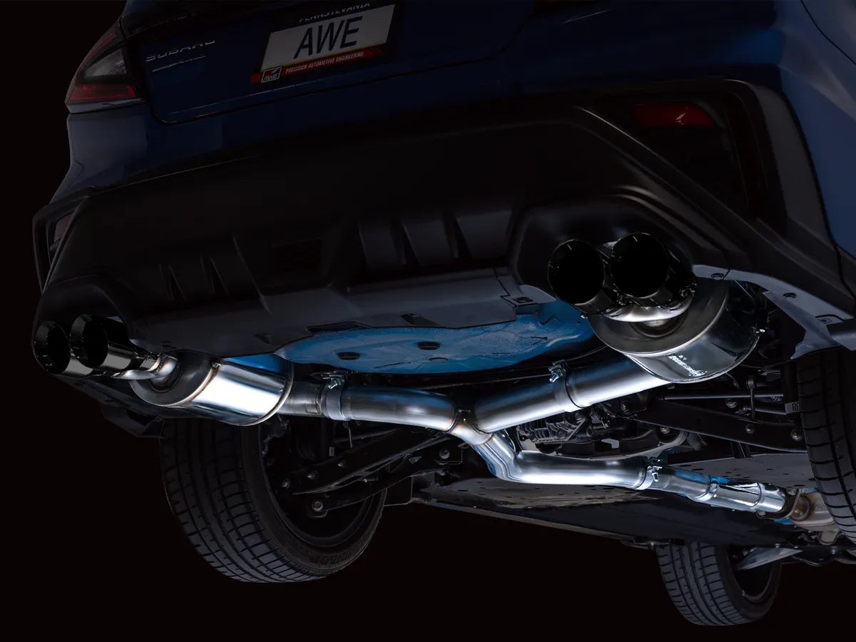AWE Track Edition Axleback Exhaust for VB Subaru WRX - Diamond Black Tips 3020-43424 product image