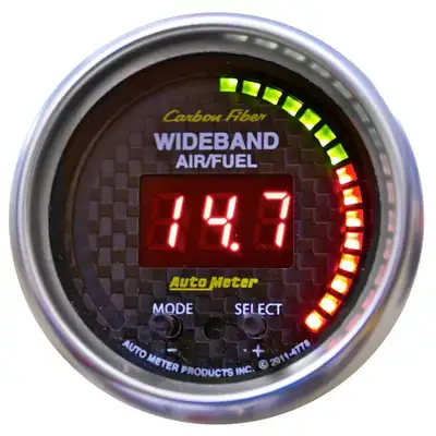 AutoMeter Gauge, Air/Fuel Ratio-PRO, 2 1/16", 10:1-20:1, Digital w/ Peak & Warn, Carbon Fiber