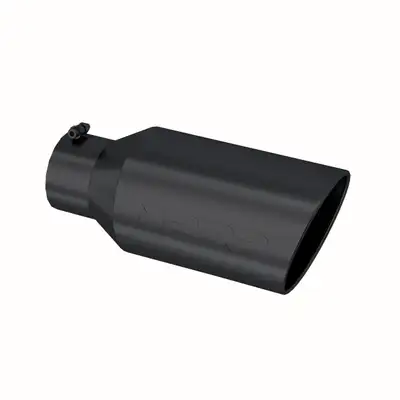 MBRP Exhaust Armor BLK Exhaust Tip; 5 in. Inlet Diameter; 8 in. Outlet Diameter; 18 in. Length; Rolled End; T304 Stainless Steel; Black Coated;