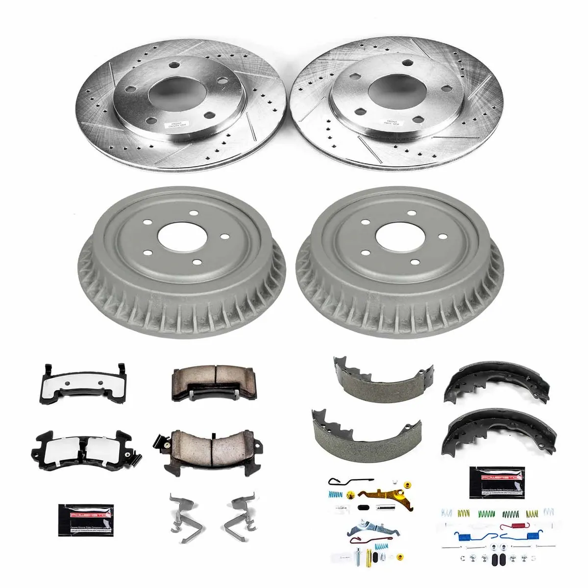 Z36 Truck/Tow Upgrade Kit: Drilled/Slotted Rotors; Carbon-Fiber Ceramic Pads W/Hardware; Coated Drums; Shoes W/Hold Down And Adjuster Kit product image