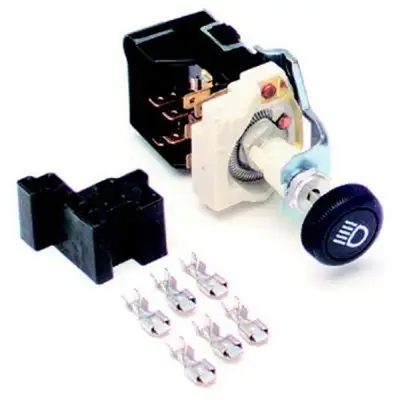 Painless Wiring Headlight Switch w/GM Style Black Knob; 3 Position; Dash Light Dim; Dome Light Control;