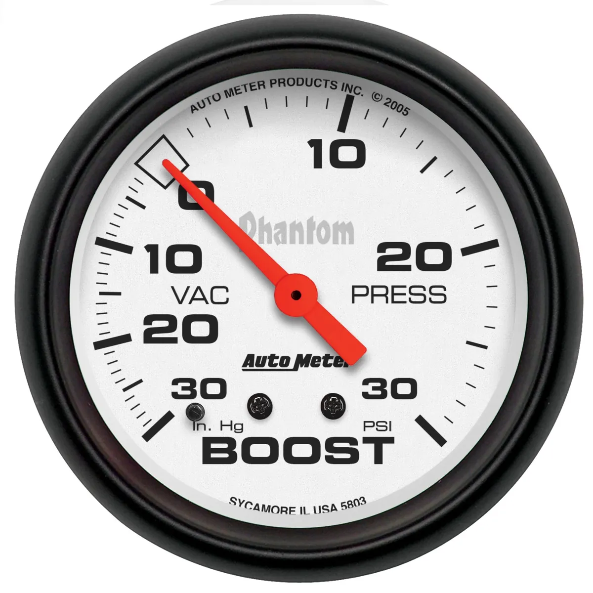 Gauge, Vac/Boost, 2 5/8", 30inHg-30psi, Mechanical, Phantom product image