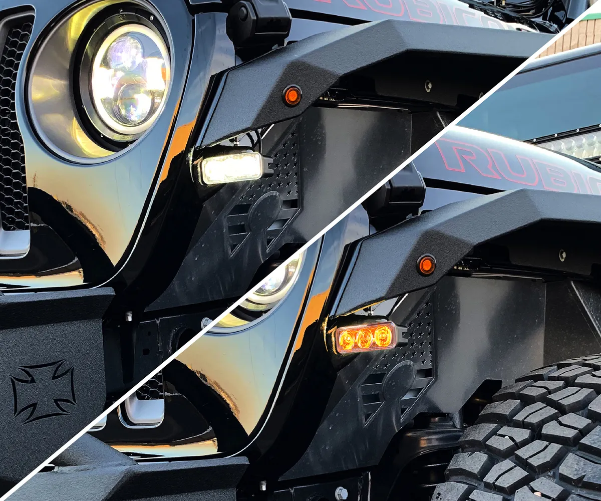Quake LED - Qte956 - 3 Inch Jeep Wrangler Jl/Gladiator DRL Fender Lights W/Switchback Turn Signal For 2018-2020 Jeep Wrangler 2020-2020 Jeep Gladiator product image