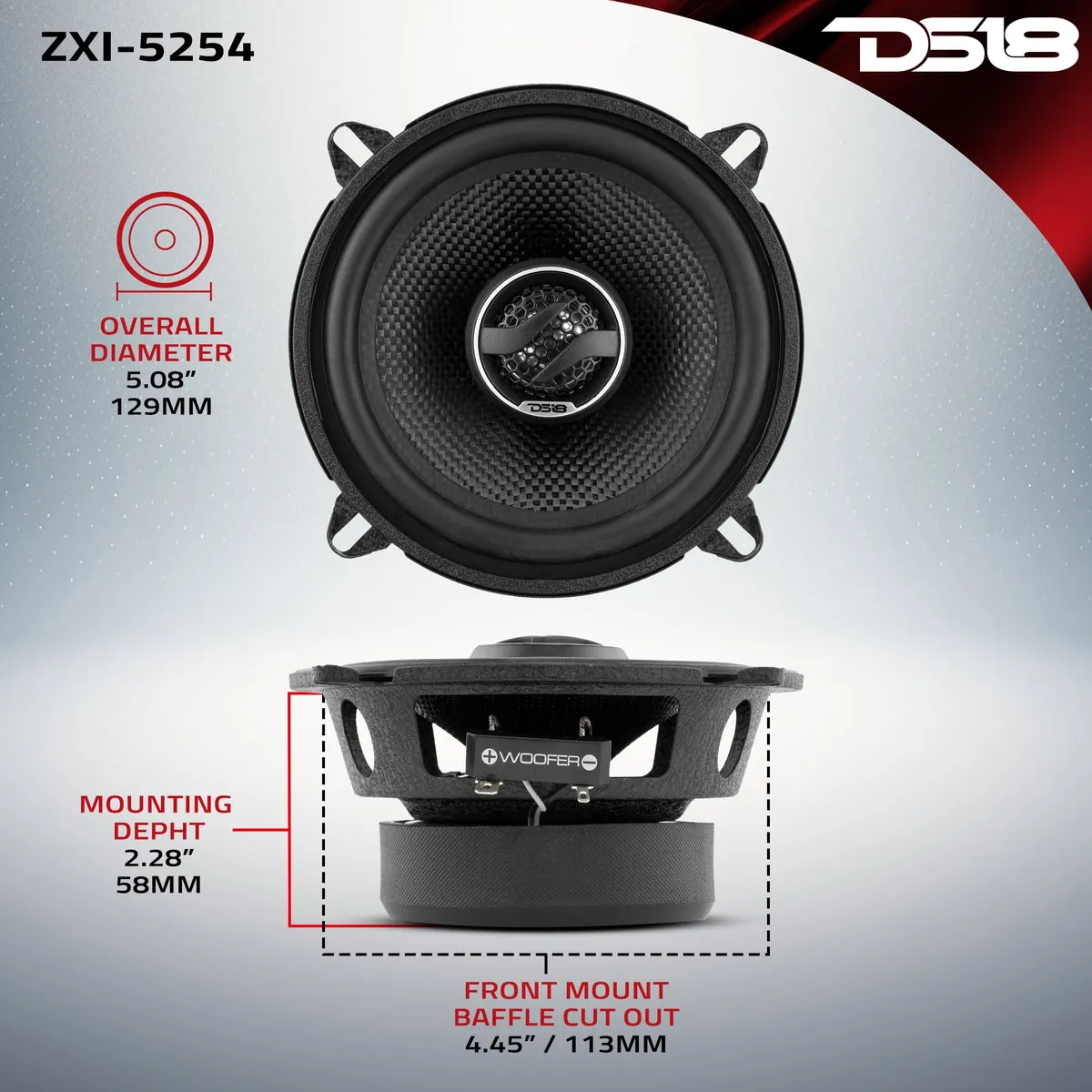 ZXI 5.25" 2-Way Coaxial Speakers with Kevlar Cone | 60 Watts RMS 4-Ohm product image