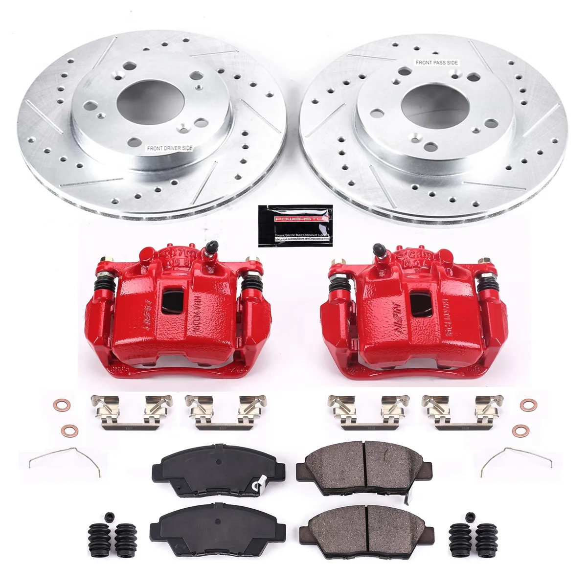 Z23 Evolution Sport Upgrade Kit: Drilled/Slotted Rotors; Carbon-Fiber Ceramic Pads; Powder Coated Calipers product image