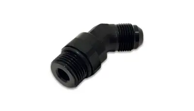Vibrant Performance 45 Degree Swivel Adapter Fitting; -8AN To -8AN ORB Size; 6061 Aluminum; Black Anodized;