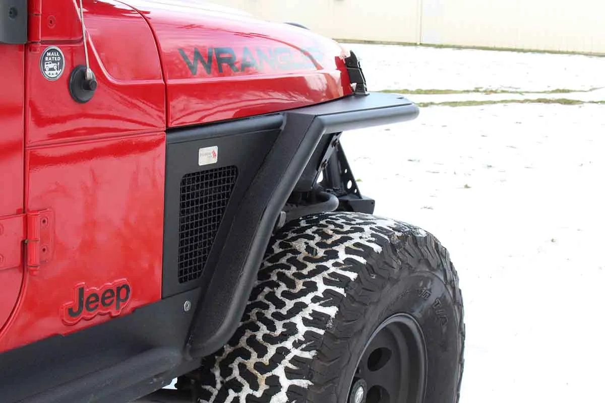 Jeep TJ Tube Fenders Front 3 Inch Flare 97-06 Wrangler TJ Steel Black Textured Powdercoat Fishbone Offroad product image