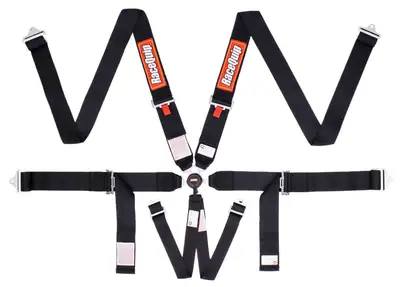 Racequip Camlock 6 Point Auto Racing Harness Set Pullup Lap Sfi 16.1 Seat Belt Set Black