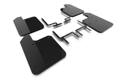 Rally Armor LLC Rally Armor MF124-UR-BLK-MBK - 2018-25 Jeep Wrangler Rubicon - Black Mud Flap/Metallic Black Logo