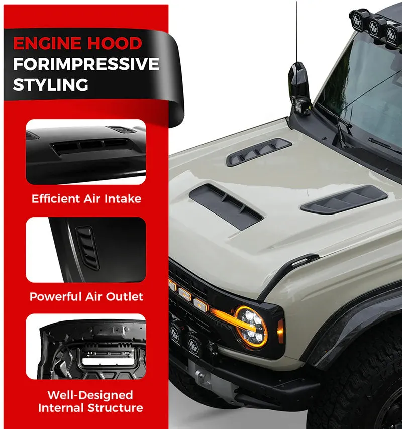 Unpainted Steel Vented Ford Bronco Hood product image