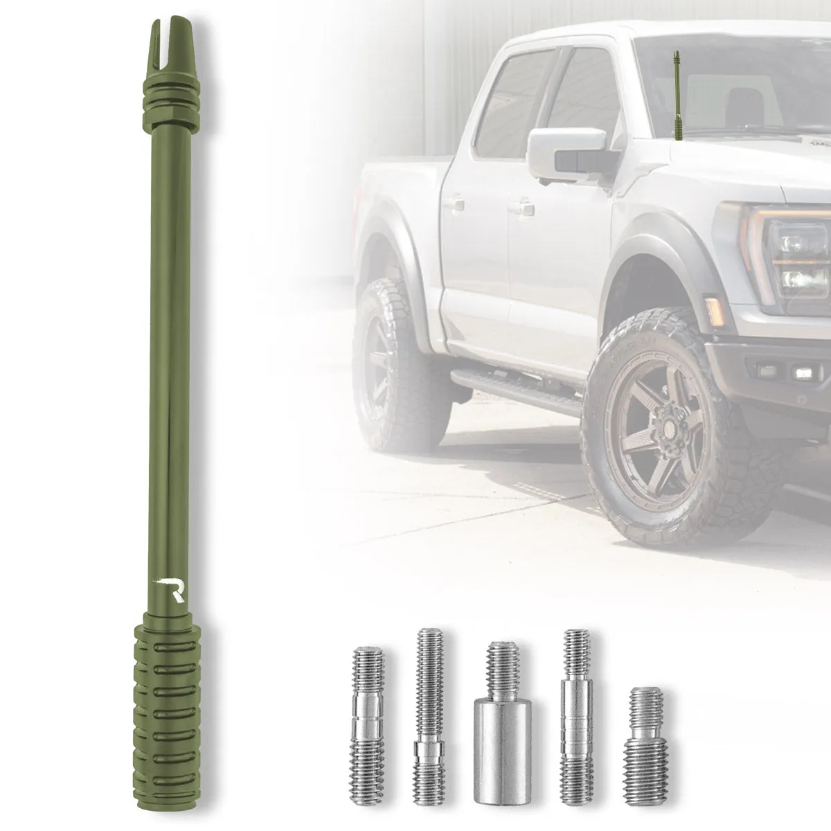 AR-15 Rifle Barrel 10" Aluminum Truck Antenna with 3-Pronged Threaded Flash Hider Barrel Tip (Antenna Fits OEM Factory Threaded Antenna Base) Multiple Colors product image
