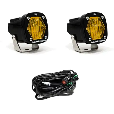 Baja Designs S1 Baja Amber Wide Cornering LED Light with Mounting Bracket Pair Baja Designs