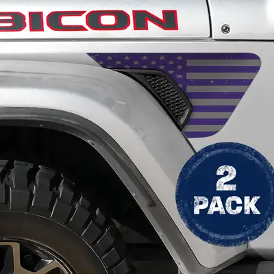 Under The Sun Inserts Distressed Purple and Silver Flag 2pc Vinyl Fender Decal