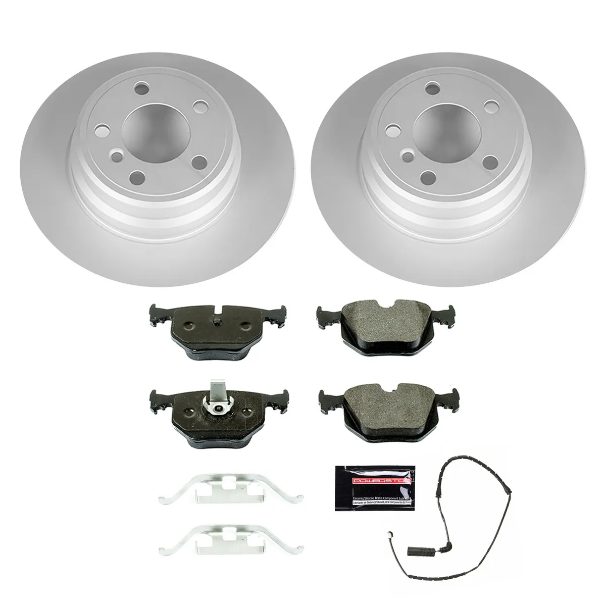 Euro-Stop Kit: Genuine Geomet Fully Coated Rotors; Ece-R90 Certified Pads W/Hardware; Pad Sensors product image
