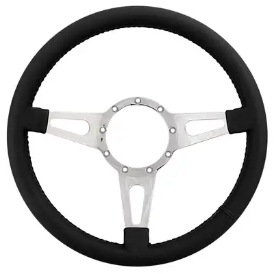 Lokar Lecarra Mark 4 Supreme Steering Wheel; Black; Polished Spokes; 14 in. Standard Grip;