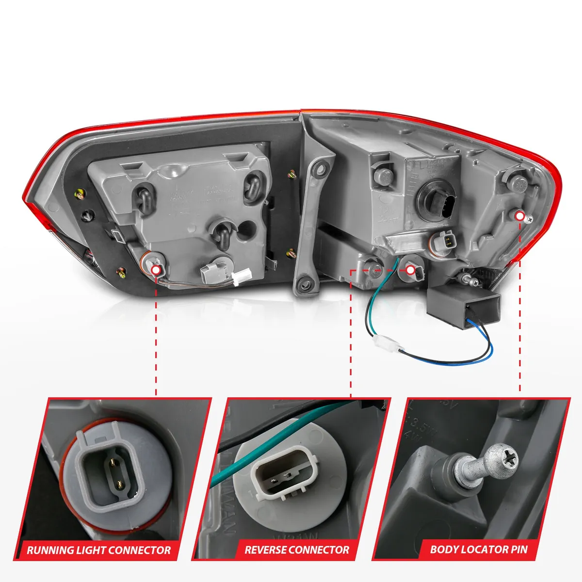 Jeep Grand Cherokee 14-22 LED Tail Lights Red/Clear Black Trim (4pcs) product image